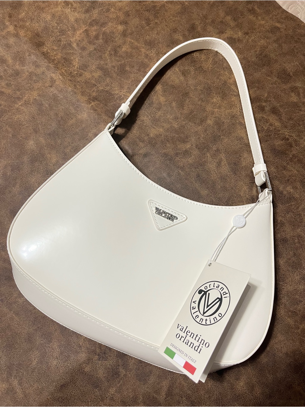 Valentino Orlandi White Leather Shoulder Bag